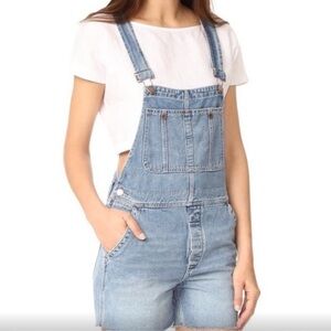 We the Free Relaxed Boyfriend Overall Shorts Shortalls sz 27